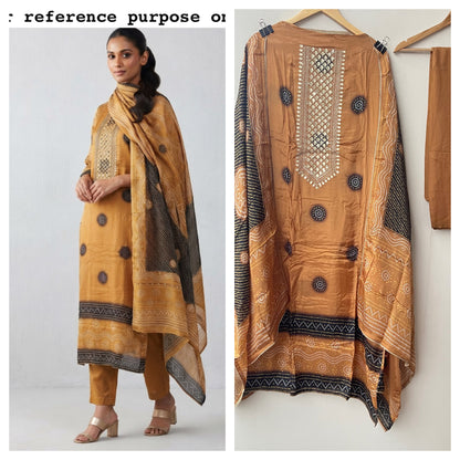 Crepe satin printed unstitched ladies suit Rc19223