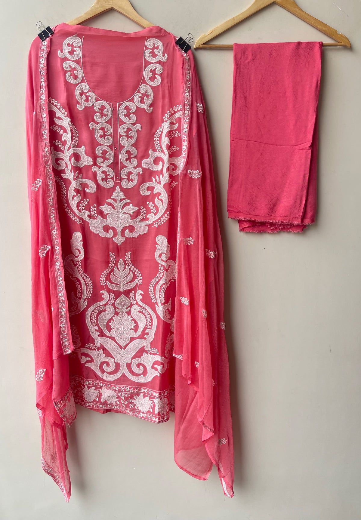 Exquisite Organza Tuile Embroidered Unstitched 3 Pcs Designer Suit Set