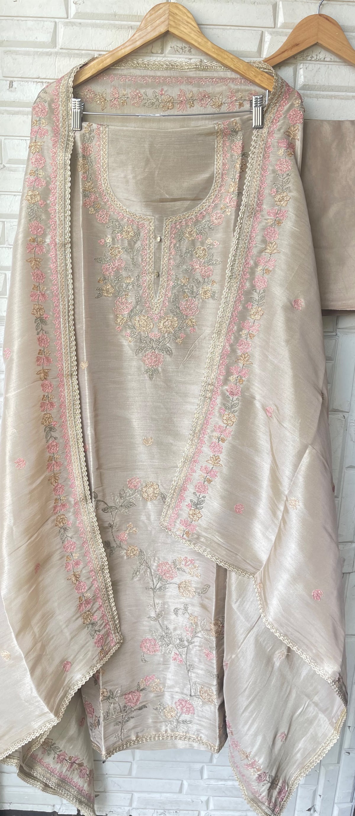Premium Shimmer Silk Designer 3 pcs Unstitched suit Set