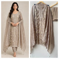 Exquisite Shimmer Tissue Unstitched Designer 3 Pcs Suit Set