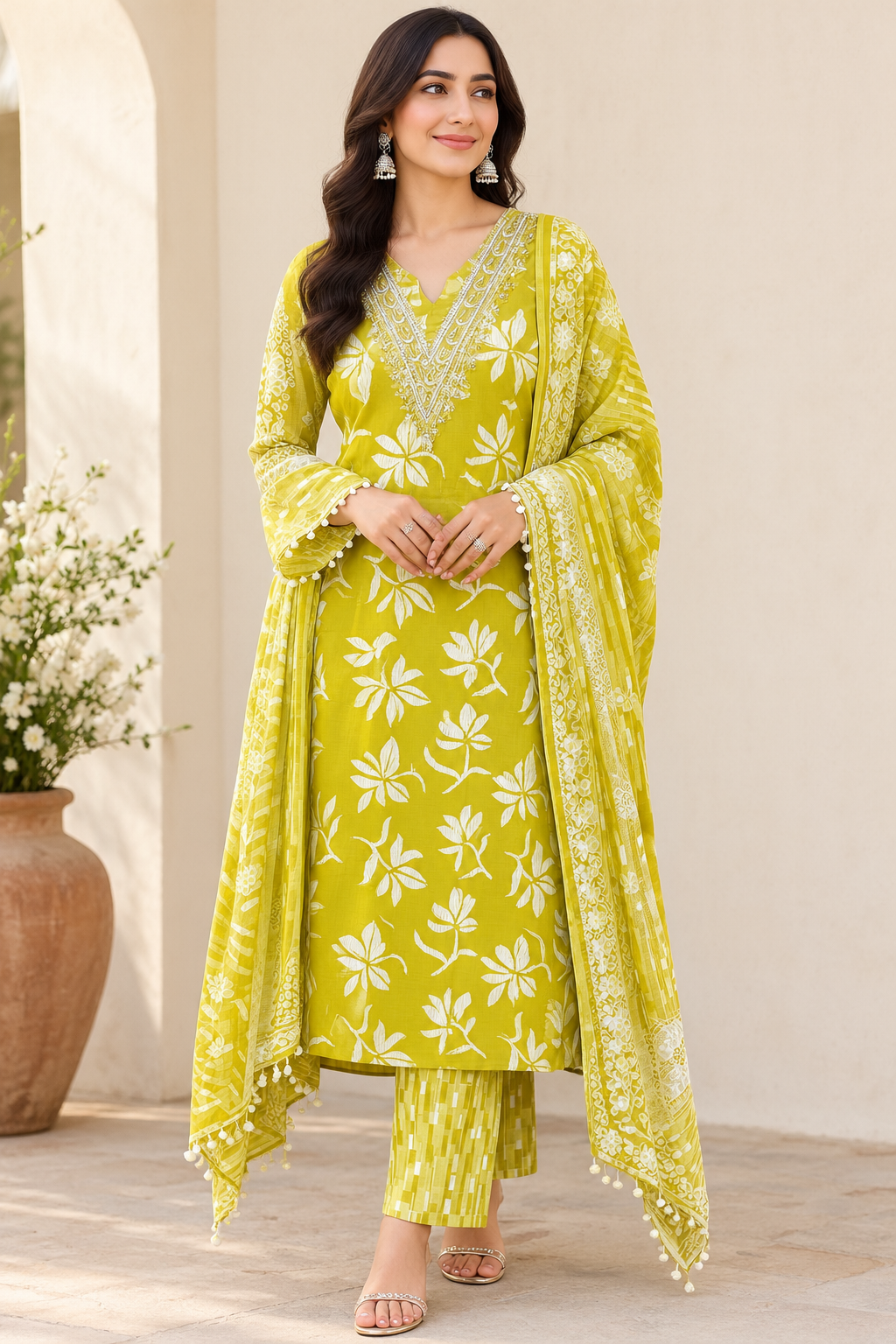 Printed Cotton Unstitched 3 pcs Suit Set