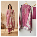Worli art printed cotton linen unstitched ladies suit