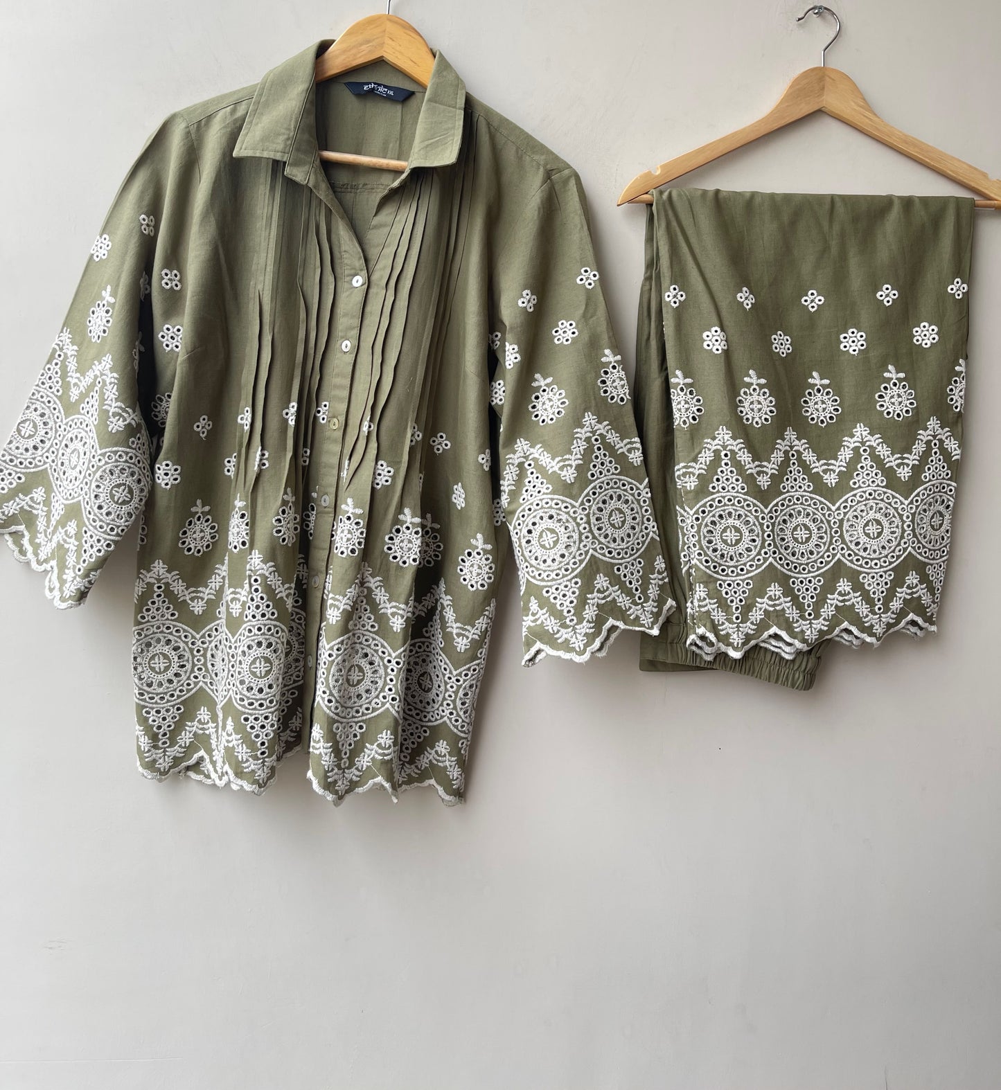 Chikan cotton readymade ladies coord set Rc19161