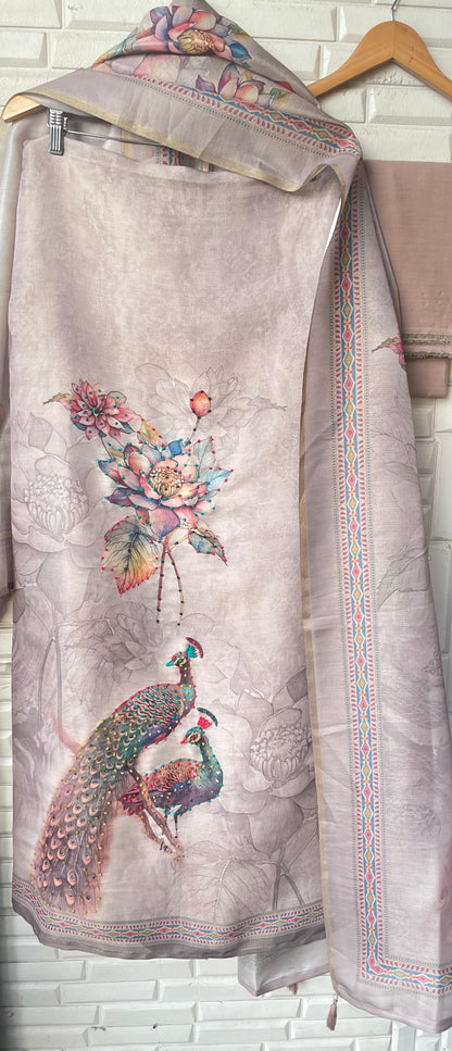 Self linen silk unstitched ladies suit Rc17835 (a)