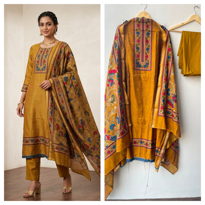 Soft Flowy Mul Chanderi Maheshwari Printed Unstitched Suit RC-19018 - Royal Chic by Priti