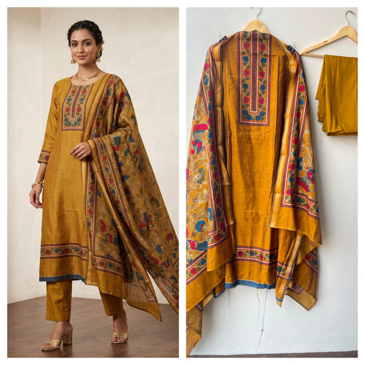 Soft n flowy mul chanderi printed unstitched ladies suit Rc19018