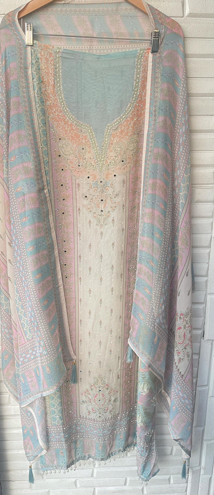 Organza unstitched ladies suit Rc16540