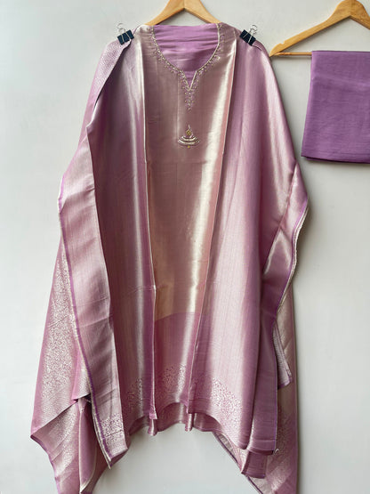 Self giraffe silk unstitched ladies suit Rc19271 (b)