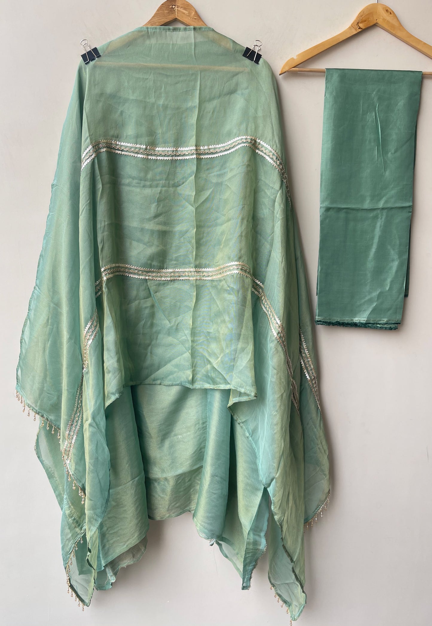 Two Stunning options ladies shimmer Organza Silk Unstitched Suit Sets