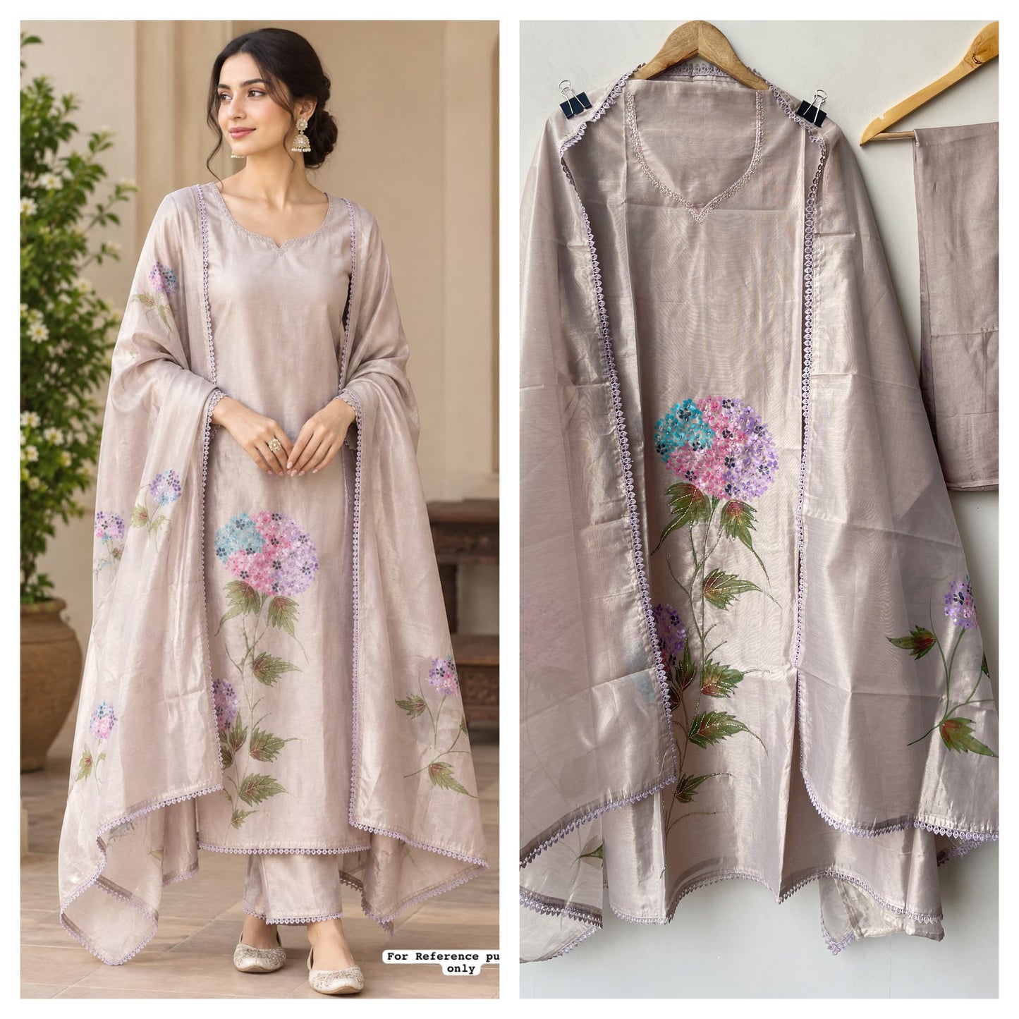 Shimmer Silk Brush Painted Elegant Unstitched Suit Set