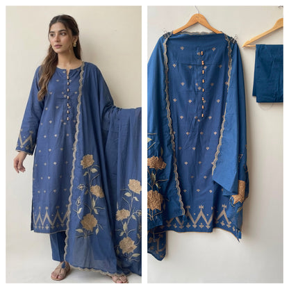 Cotton weaving unstitched ladies suit Rc18986