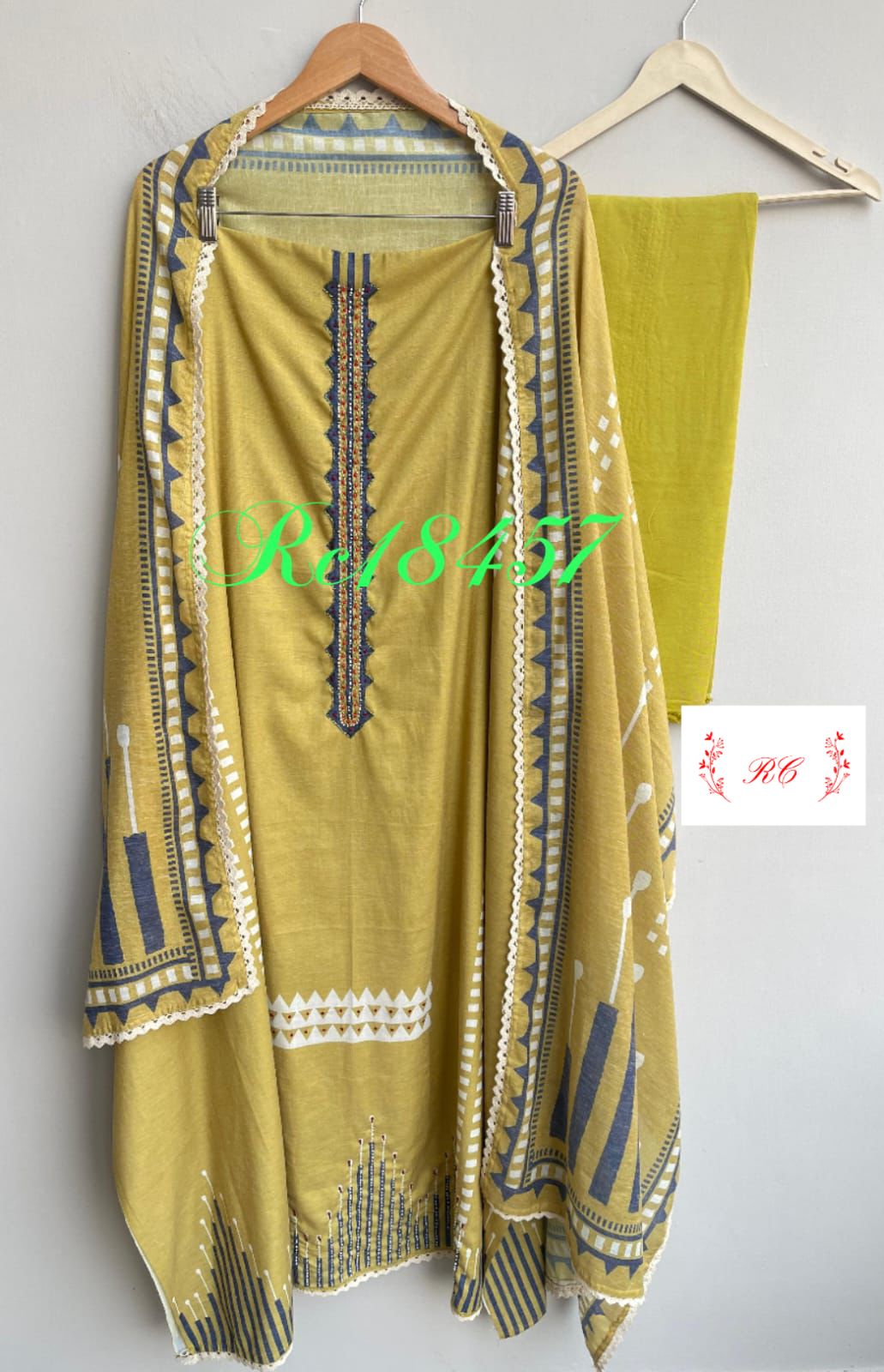 Linen cotton unstitched ladies suit Rc18457