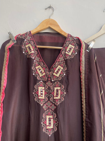 Satin silk unstitched ladies suit Rc18316