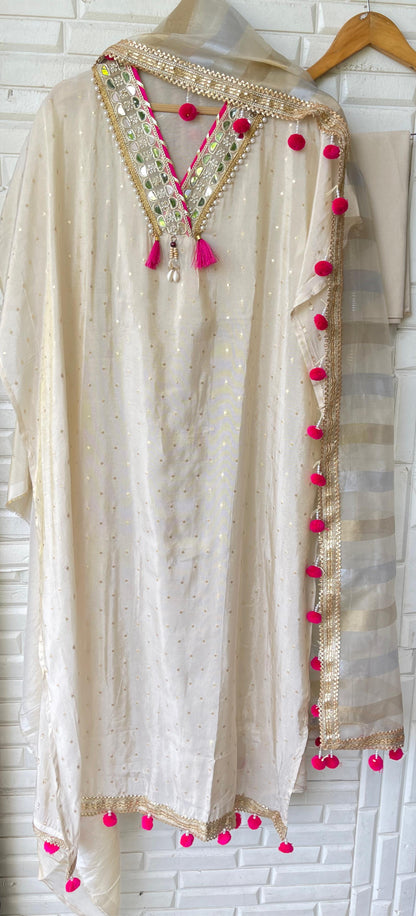 Banarasi shimmer silk unstitched ladies suit Rc17751