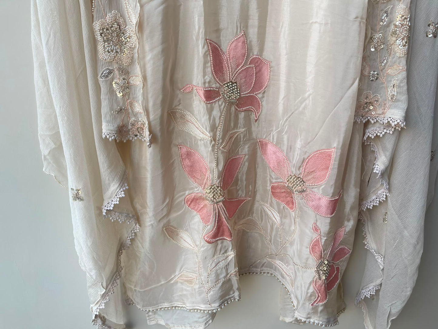 Crepe satin unstitched ladies suit Rc19073
