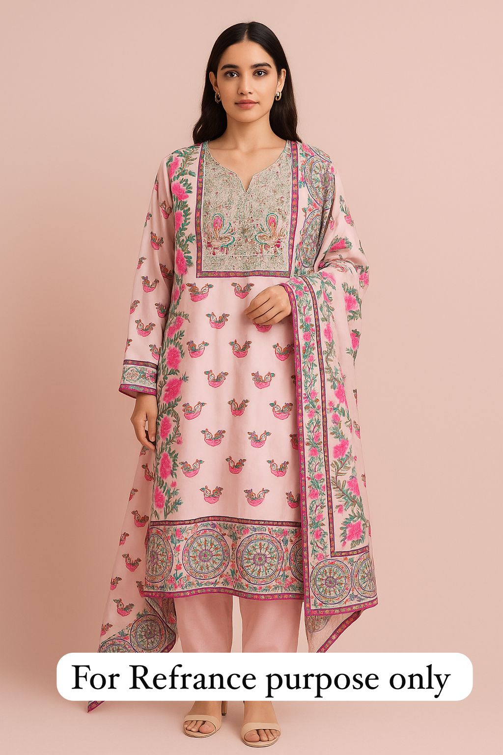 Crape satin unstitched ladies suit Rc17755