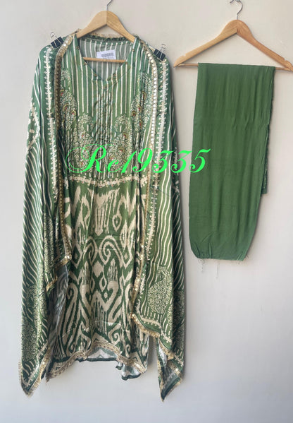 Gajji silk printed unstitched ladies suit Rc19335