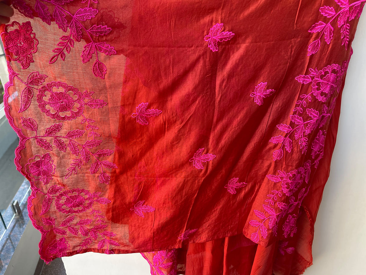 Elegant Unstitched Mul Chanderi 3 Pcs Suit Set