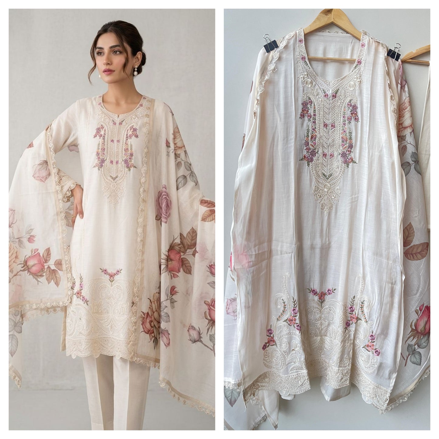Mul Chanderi Unstitched Ladies Suit RC18866