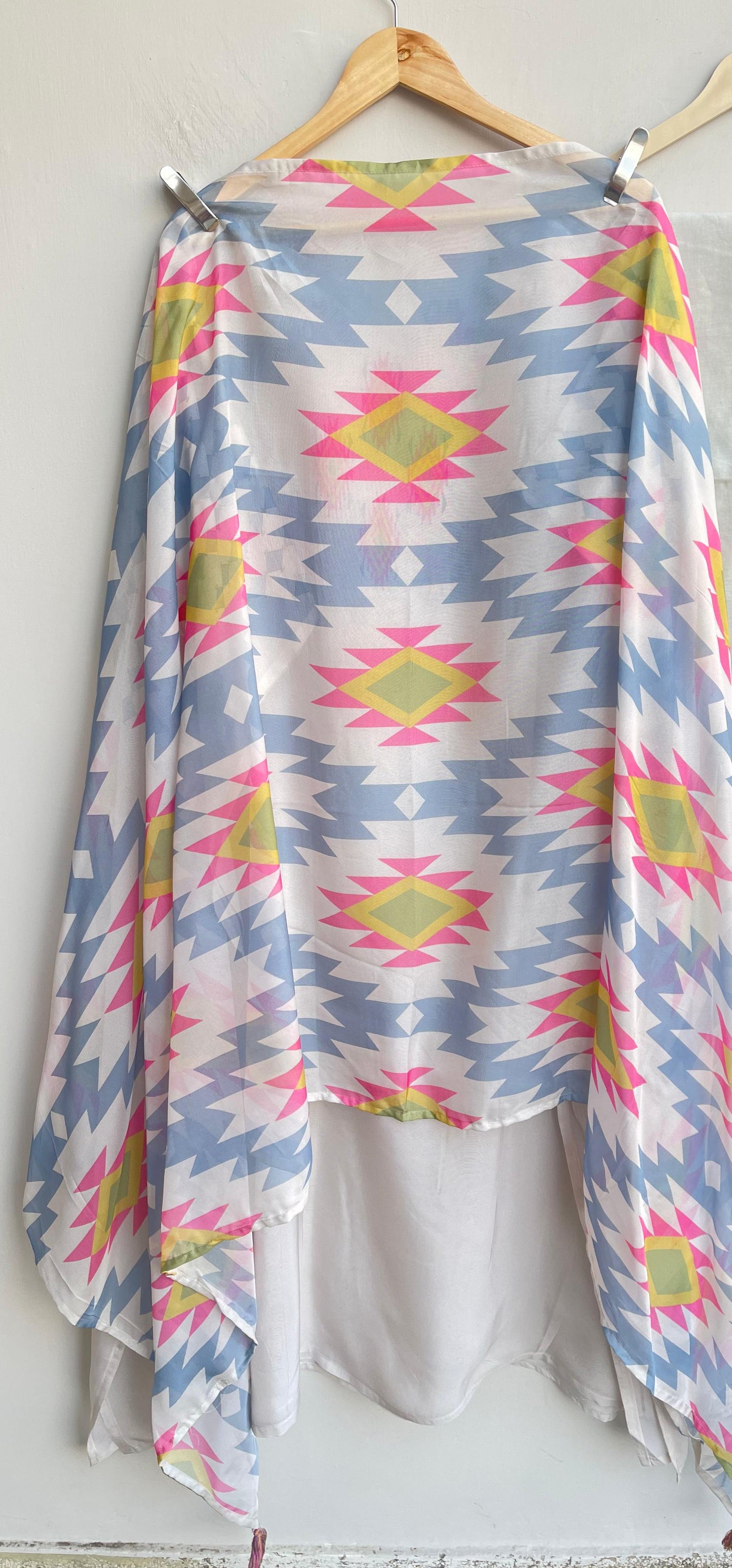 Ikkat print organza fabric unstitched ladies suit Rc18418