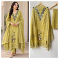Premium Mul Chanderi Designer Unstitched 3 Pcs Suit Set