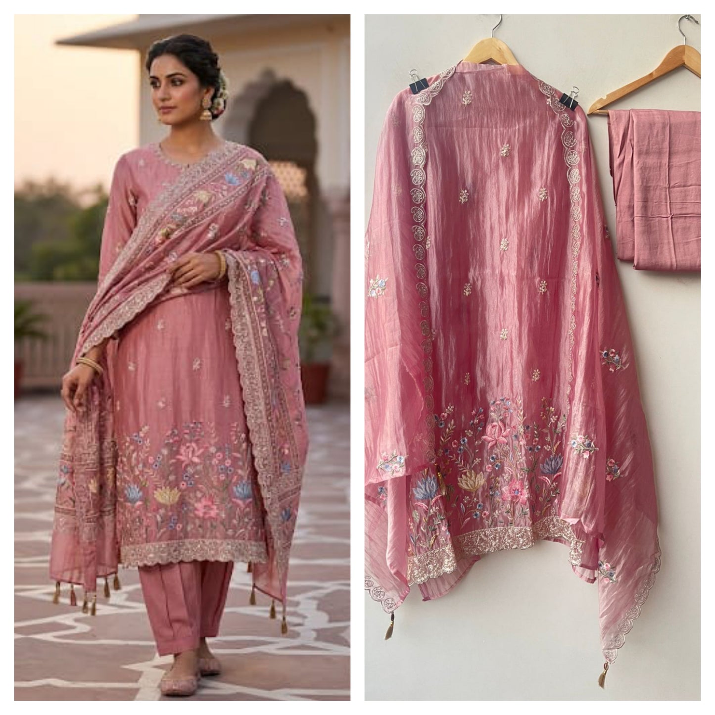 Crushed tissue shimmer ladies unstitched suit