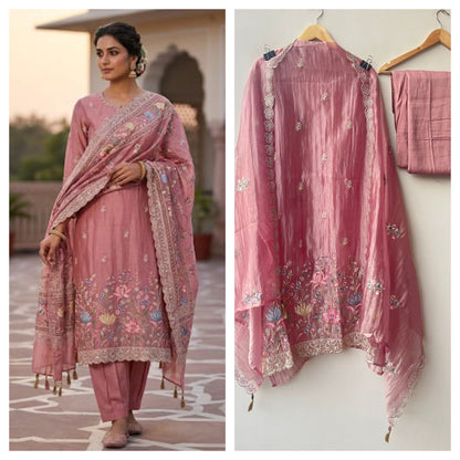 Crushed tissue shimmer ladies unstitched suit