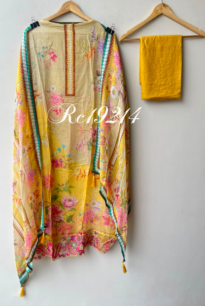 Organza printed unstitched ladies suit Rc19214