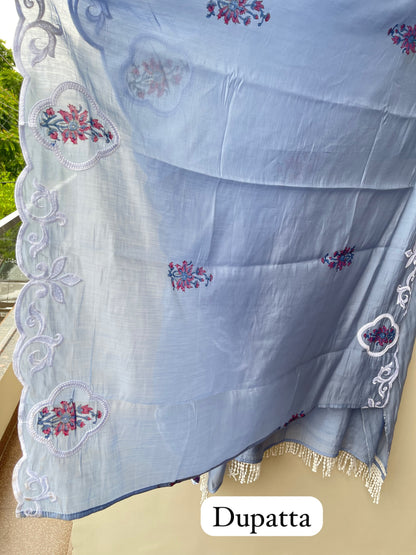 Mul chanderi printed ladies unstitched suit Rc18965