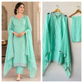Elegant Mul Chanderi Embroidered Unstitched Suit Set