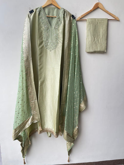 Pure Giraffe shimmer silk unstitched ladies suit