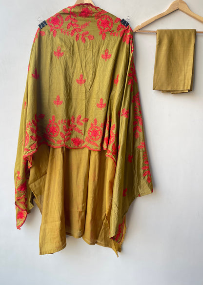 Designer Mul Chanderi 3 Pcs Unstitched Suit Set
