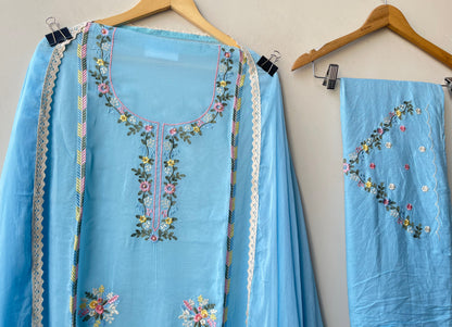 Premium Organza Embroidered Unstitched Suit Set