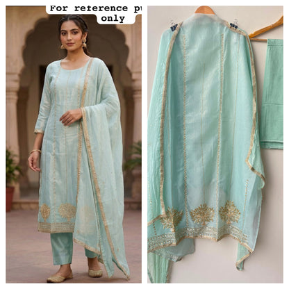 Crushed shimmer tissue fabric unstitched ladies suit Rc19148 (b)