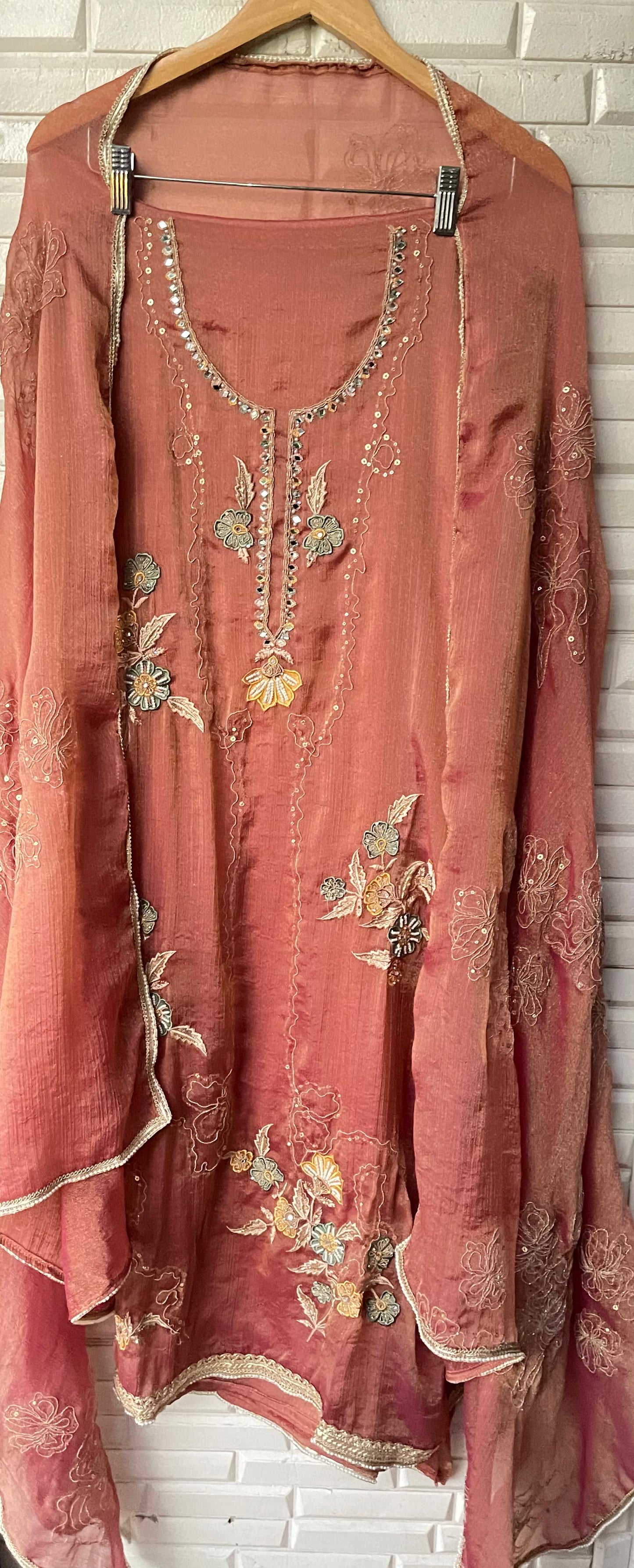 Self crushed shimmer chinon unstitched ladies suit Rc17788 (c)