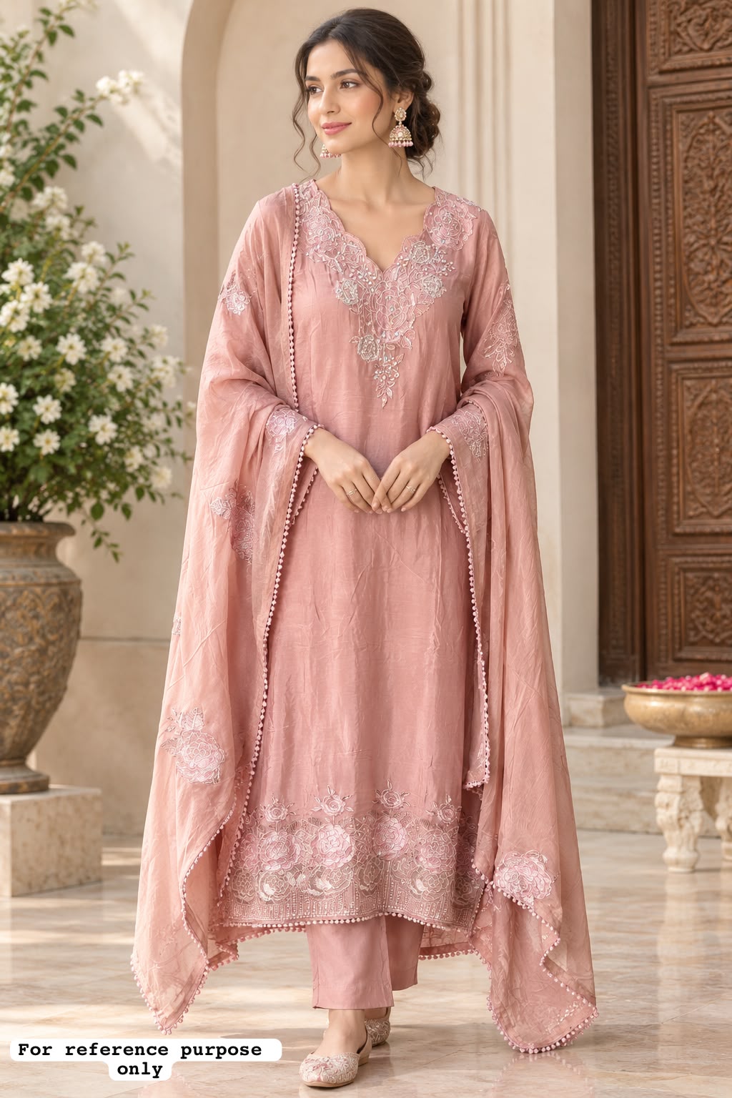 Designer Crepe Satin Resham Embroidered Unstitched Suit Set