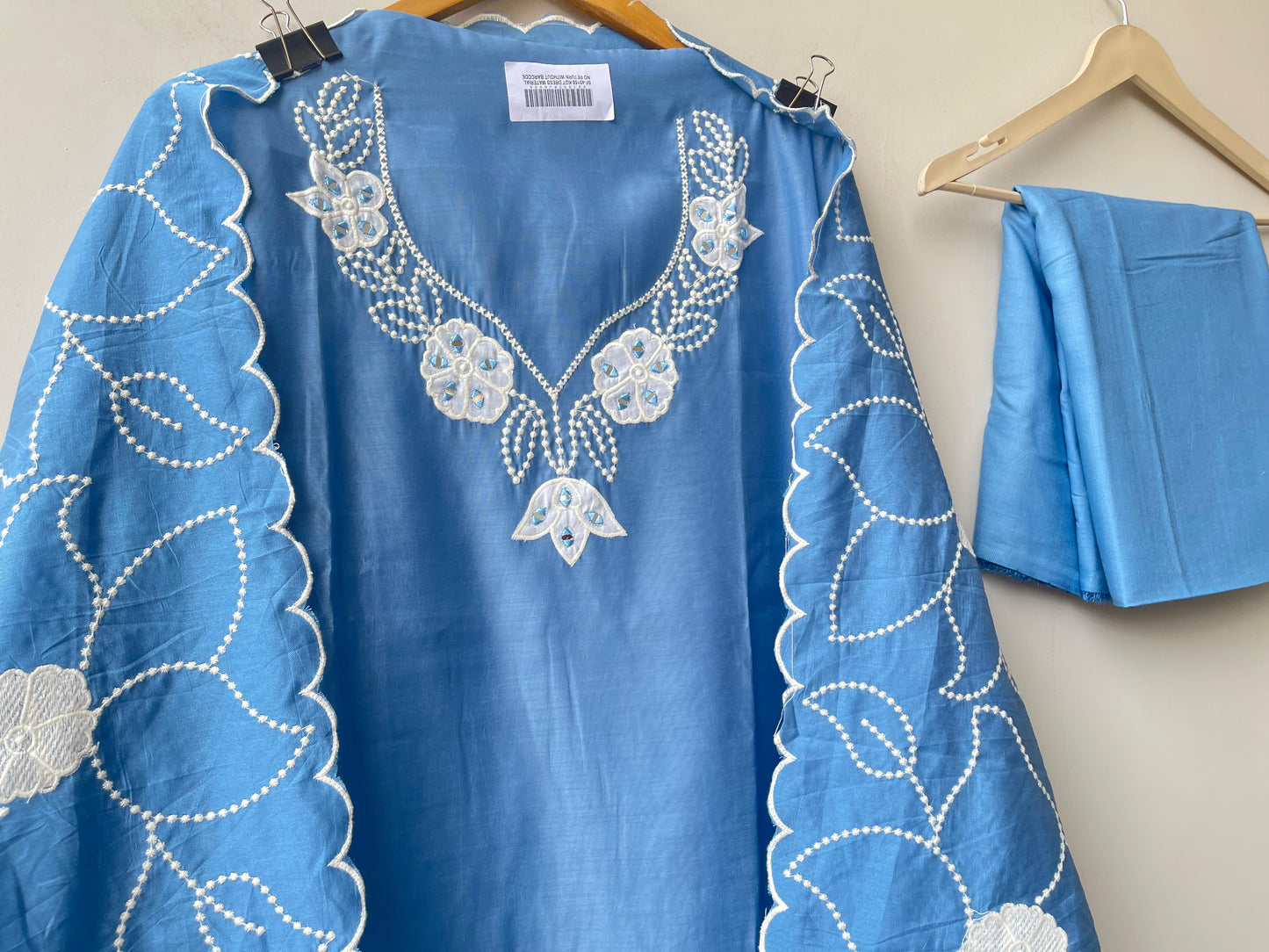Mul chanderi unstitched salwar suit with patchwork, mirror work and tassel lace – RoyalChicByPriti