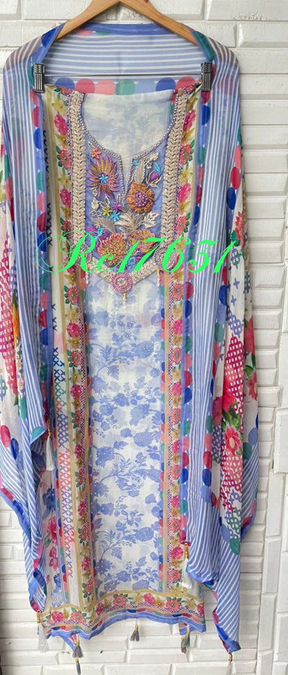 Organza unstitched ladies suit Rc17641