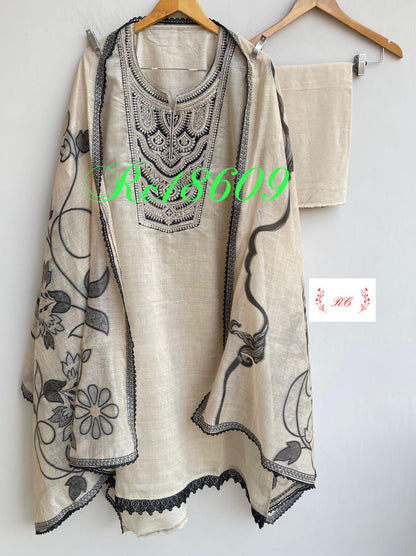 Mul Chanderi Unstitched Ladies Suit RC-18609 – view 3