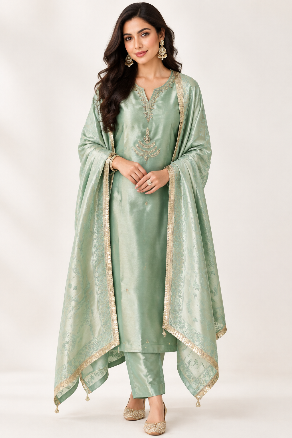 Premium Shimmer Giraffe Silk Unstitched 3 Pcs Designer Suit Set