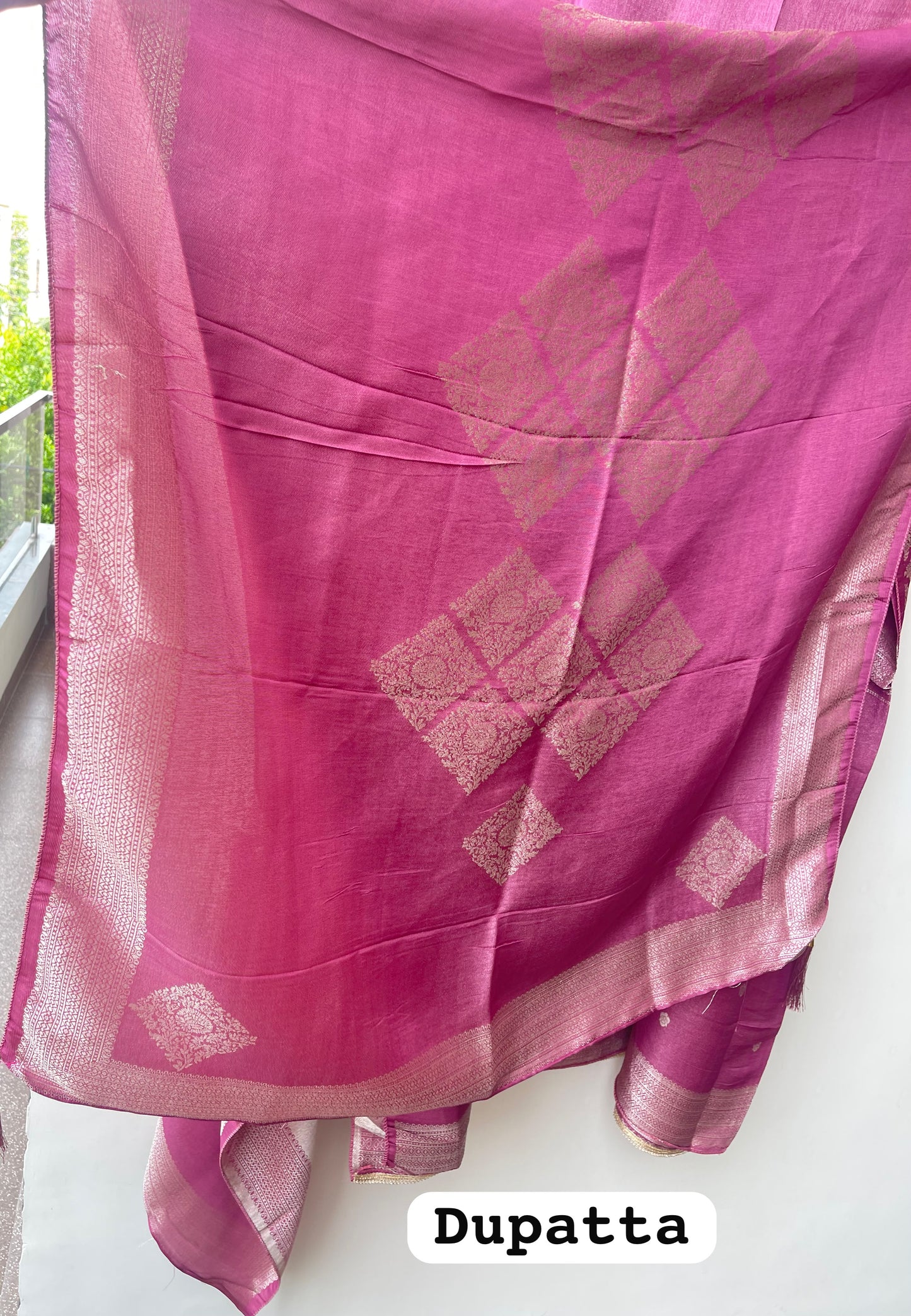 Fine Banarasi shimmer silk unstitched ladies suit Rc19267 (b)