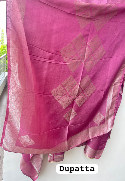 Fine Banarasi shimmer silk unstitched ladies suit Rc19267 (b)