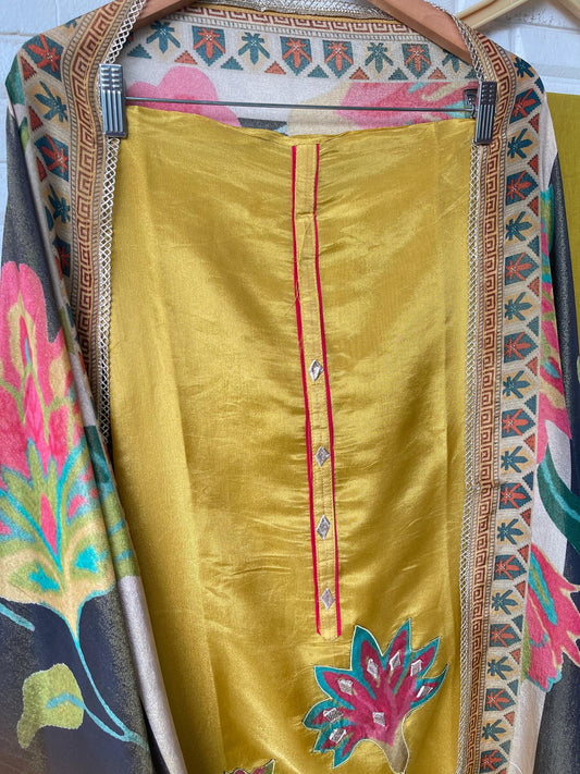 Shimmer silk unstitched ladies suit Rc17573