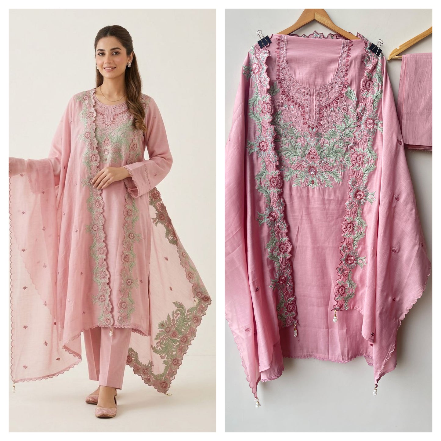 Mul Chanderi Unstitched Ladies Suit RC18877