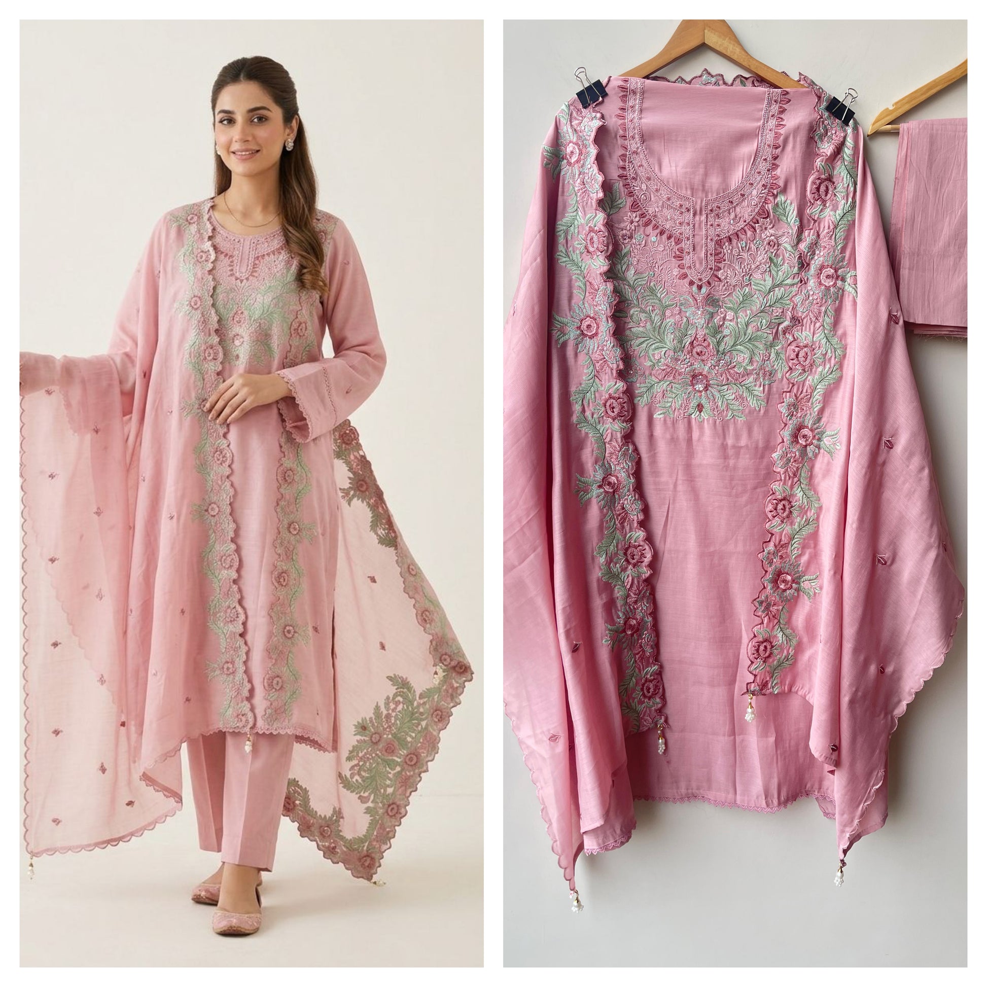 Mul Chanderi Unstitched Ladies Suit RC18877