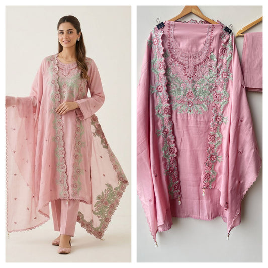 Mul Chanderi Unstitched Ladies Suit RC-18877