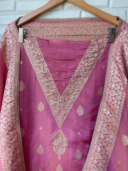 Banarasi shimmer silk unstitched ladies suit Rc17749 (b)