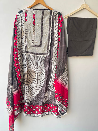 Soft n flowy self muslin ladies unstitched suit Rc19008