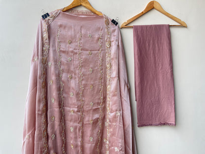 Shimmer glass silk fabric unstitched ladies suit