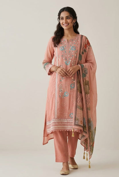 Exquisite Organza Tuile Designer 3 Pcs Unstitched Suit Set